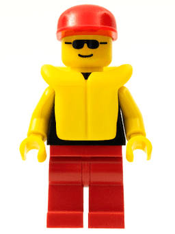 LEGO Plain Black Torso with Yellow Arms Sunglasses Red Cap Life Jacket (pln065) minifigure