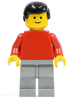 LEGO Plain Red Torso with Red Arms Black Male Hair (pln066) minifigure