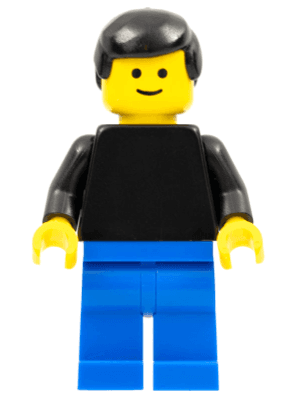 LEGO Plain Black Torso with Black Arms Black Male Hair (pln067) Town / City Minifigure