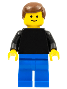 LEGO Plain Black Torso with Black Arms Brown Male Hair (pln068) minifigure
