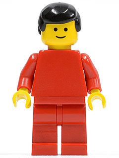 LEGO Plain Red Torso with Red Arms Black Male Hair (pln071) minifigure