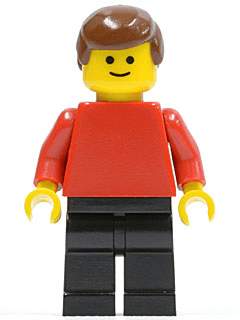 LEGO Plain Red Torso with Red Arms Brown Male Hair (pln073) minifigure