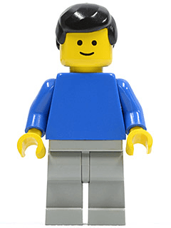 LEGO Plain Blue Torso with Blue Arms Black Male Hair (pln074) minifigure