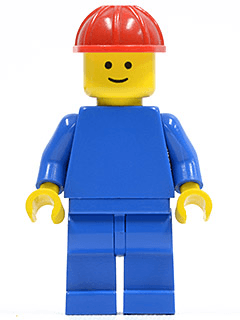 LEGO Plain Blue Torso with Blue Arms Red Construction Helmet (pln076) Town / City Minifigure