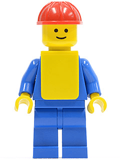 LEGO Plain Blue Torso with Blue Arms Red Construction Helmet Yellow Vest (pln085) Town / City Minifigure