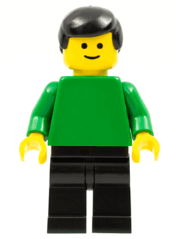 LEGO Plain Green Torso with Green Arms Black Male Hair (pln091) minifigure