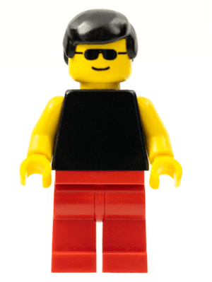 LEGO Plain Black Torso with Yellow Arms Sunglasses Black Male Hair (pln096) Town / City Minifigure