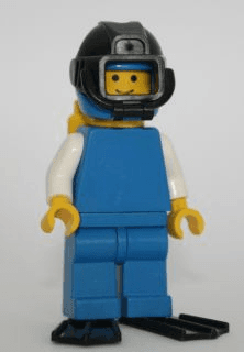 LEGO Plain Blue Torso with White Arms Black Underwater Visor Yellow Air Tanks Black Flippers (pln100) Town / City Minifigure