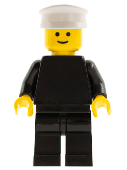 LEGO Plain Black Torso with Black Arms White Hat (pln106) minifigure