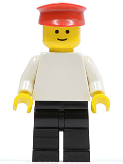 LEGO Plain White Torso with White Arms Red Hat (pln123) Town / City Minifigure