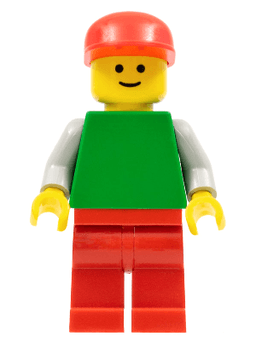 LEGO Plain Green Torso with Light Gray Arms Red Cap (pln129) minifigure