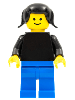 LEGO Plain Black Torso with Black Arms Black Pigtails Hair (pln136) Town / City Minifigure