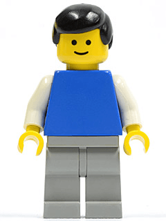 LEGO Plain Blue Torso with White Arms Black Male Hair (pln149) LEGO Minifigure