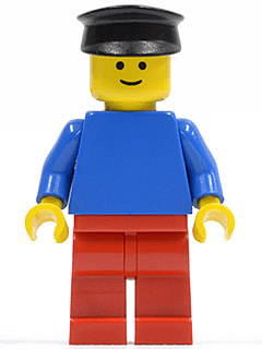 LEGO Plain Blue Torso with Blue Arms Black Hat (pln150) Town / City Minifigure