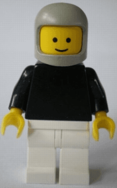 LEGO Plain Black Torso with Black Arms Light Gray Classic Helmet (pln152) Town / City Minifigure