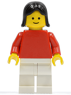 LEGO Plain Red Torso with Red Arms Black Female Hair (pln153) Town / City Minifigure