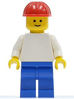 LEGO Plain White Torso with White Arms Red Construction Helmet (pln154) Town / City Minifigure