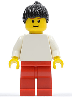 LEGO Plain White Torso with White Arms Black Ponytail (pln157a) Town / City Minifigure