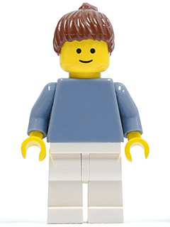 LEGO Plain Sand Blue Torso with Sand Blue Arms Reddish Brown Hair with Ponytail (pln161) Town / City Minifigure