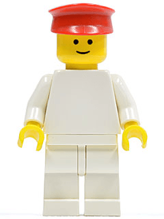 LEGO Plain White Torso with White Arms Red Hat (pln164) Town / City Minifigure