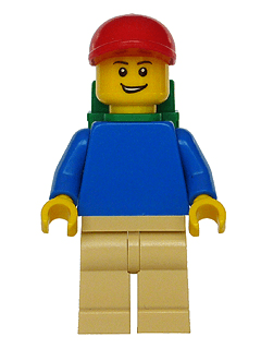 LEGO Plain Blue Torso with Blue Arms Red Short Bill Cap (pln167) Town / City Minifigure