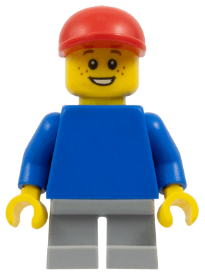 LEGO Plain Blue Torso with Blue Arms Red Cap (pln173) Town / City Minifigure