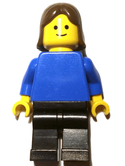 LEGO Plain Blue Torso with Blue Arms Brown Female Hair (pln179) minifigure