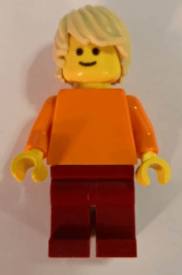 Plain Orange Torso with Orange Arms, Dark Red Legs, Tan Tousled Hair