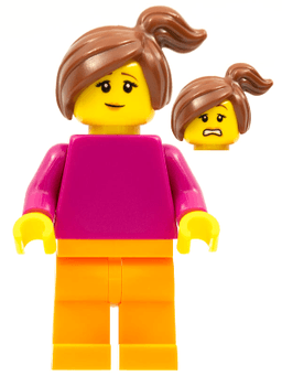 LEGO Plain Magenta Torso with Magenta Arms Reddish Brown Side Ponytail (pln193) minifigure