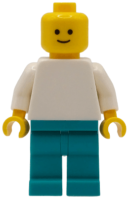 LEGO Plain White Torso Dark Turquoise Legs Standard Grin (pln210) LEGO Minifigure
