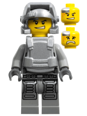 Power Miner - Engineer, Light Bluish Gray Outfit, Metallic Silver Armor and Helmet