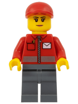 LEGO Post Office White Envelope and Stripe Red Short Bill Cap (post011) minifigure