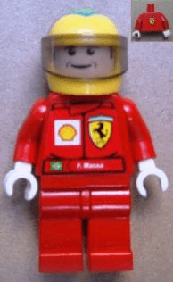 F1 Ferrari - F. Massa with Helmet Yellow Printed - with Torso Stickers Shell