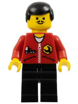 Repair - Red Shirt with Zipper and Wrench Pattern, Black Legs, Black Male Hair