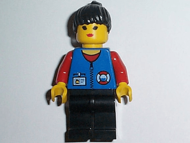 Coast Guard City Center - Red Collar & Arms, Black Legs, Black Ponytail Hair