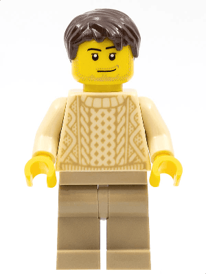 Race Visitor - Male, Tan Knit Sweater, Dark Tan Legs, Dark Brown Short Tousled Hair, Stubble