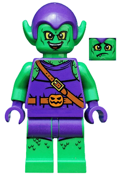 Green Goblin - Bright Green Skin, Dark Purple Outfit, Large Yellow Eyes