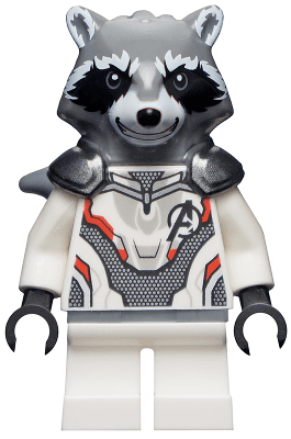 Rocket Raccoon - White Jumpsuit, Dark Bluish Gray Head