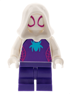 Ghost-Spider (Gwen Stacy) - Dark Purple Medium Legs, White Hood, Medium Azure Spider Logo