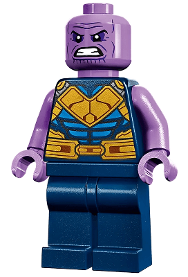 Thanos - Minifigure, Dark Blue and Gold Outfit, Medium Lavender Arms