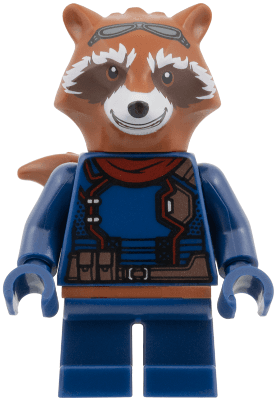 Rocket Raccoon - Dark Blue Outfit, Dark Red Scarf, Reddish Brown Head