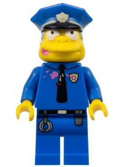 LEGO Chief Wiggum with Dark Pink Frosting Splotches on Face and Shirt (sim023) minifigure