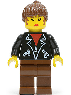 Leather Jacket with Zippers - Brown Legs, Brown Ponytail Hair