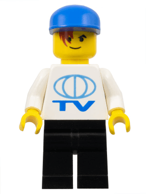 TV Logo Large Pattern, Black Legs, Blue Cap