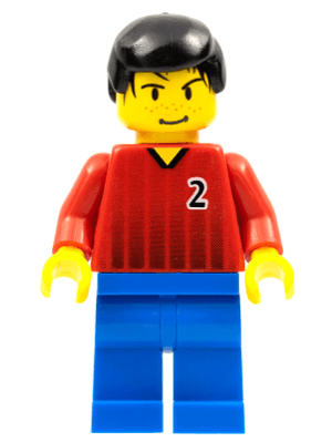 Soccer Player - Red and Blue Team with Number 2