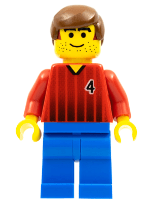 Soccer Player - Red and Blue Team with Number 4