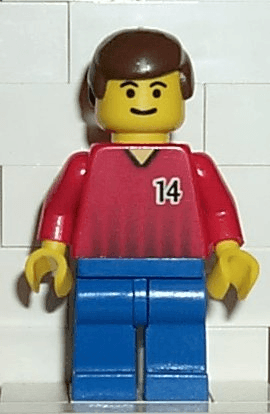 Soccer Player - Red and Blue Team with Number 14