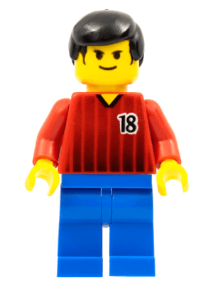 Soccer Player - Red and Blue Team with Number 18