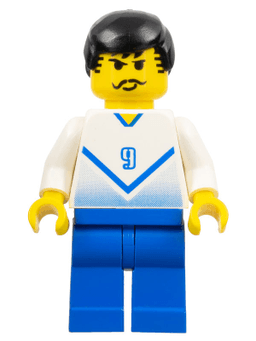 LEGO Soccer Player White & Blue Team with shirt #9 (soc083) minifigure