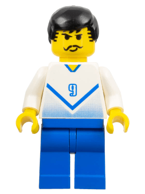 Soccer Player White & Blue Team with shirt  #9